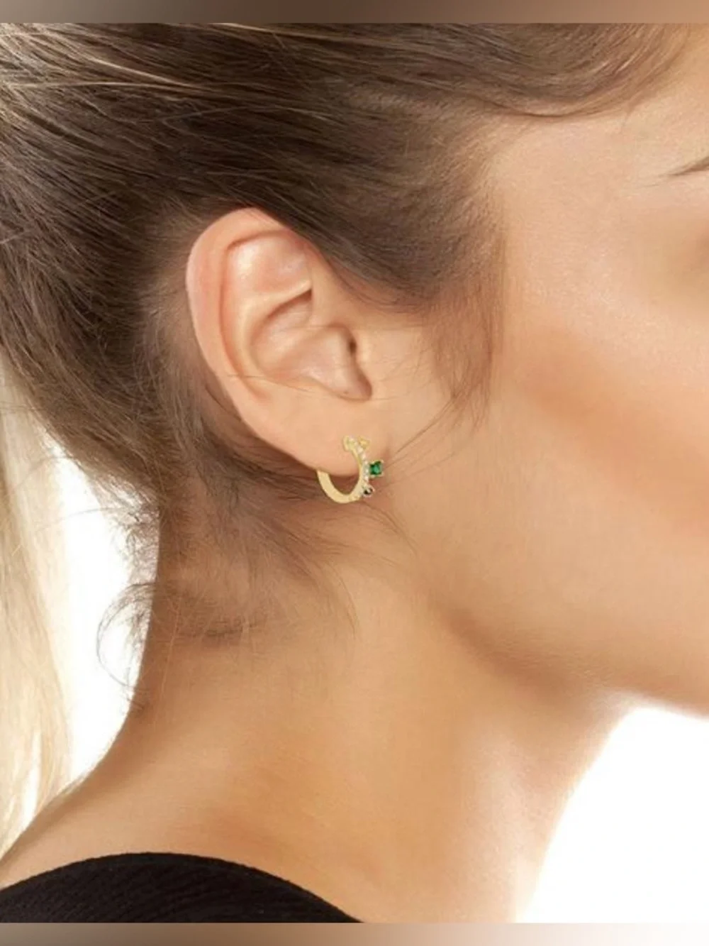 $68 Kurt Geiger London Multi Color Mixed Cut Crystal Hoop Earrings gold - Picture 2 of 12